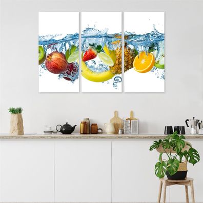 Leinwand Bilder SET 3-Teilig ANANAS Bananen Orange 3D Wandbilder xxl 3055