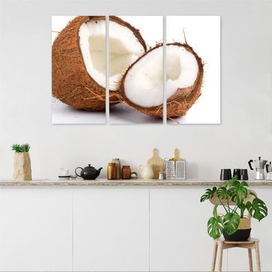 Leinwand Bilder SET 3-Teilig Frische Nahrung Kokosnuss 3D Wandbilder 3090