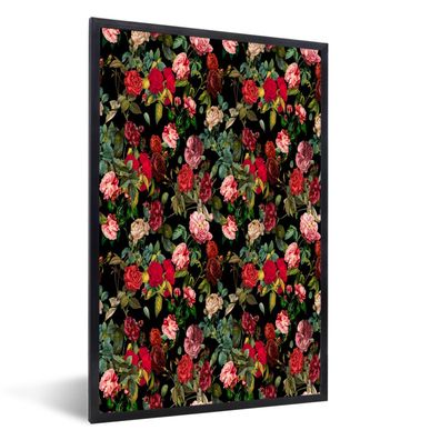 Poster - 40x60 cm - Blumen - Vintage - Rosen