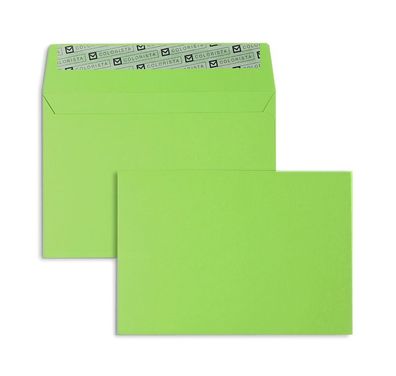 100 Briefumschläge Grün 114x162 mm (DIN C6) mit Haftklebung