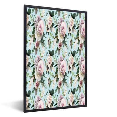 Poster - 80x120 cm - Blumen - Rosen - Flieder