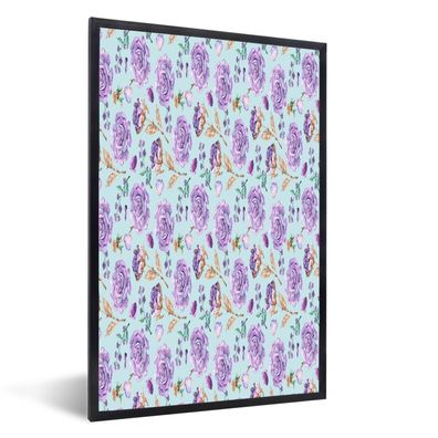 Poster - 40x60 cm - Blumen - Rosen - Flieder