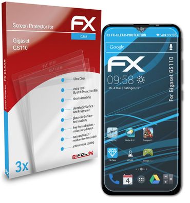 atFoliX 3x Schutzfolie kompatibel mit Gigaset GS110 Displayschutzfolie klar