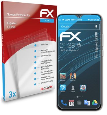 atFoliX 3x Schutzfolie kompatibel mit Gigaset GS290 Displayschutzfolie klar