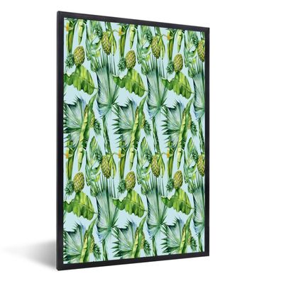 Poster - 60x90 cm - Vintage - Blätter - Ananas