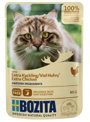 BOZITA ¦ Häppchen in Soße mit Hühnchen - 12 x 85g ¦ nasses Katzenfutter in Pouchbe...