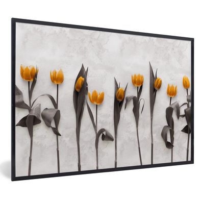 Poster - 30x20 cm - Blumen - Tulpen - Marmor