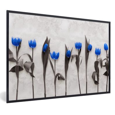 Poster - 30x20 cm - Blumen - Tulpen - Blau