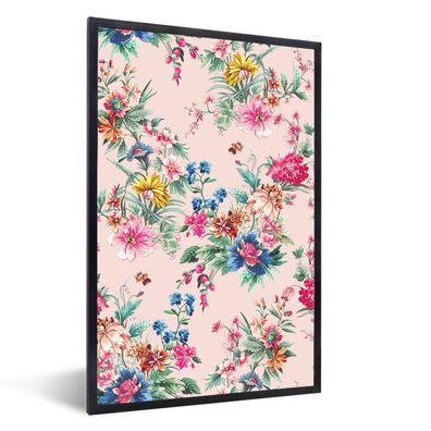 Poster - 80x120 cm - Blumen - Rosa - Pastell