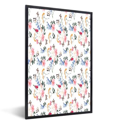 Poster - 80x120 cm - Blumen - Muster - Pastell