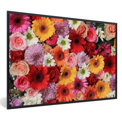 Poster - 60x40 cm - Blumen - Farben - Gerbera - Rosen