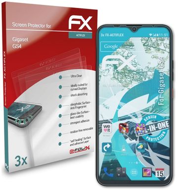 atFoliX 3x Schutzfolie kompatibel mit Gigaset GS4 Folie klar&flexibel