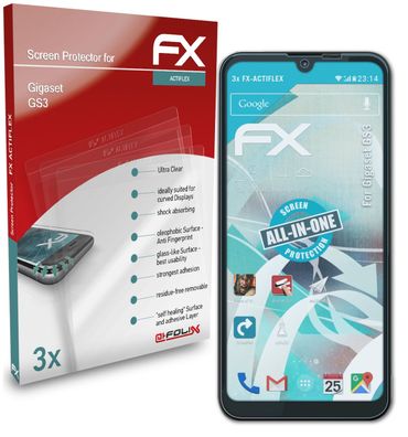 atFoliX 3x Schutzfolie kompatibel mit Gigaset GS3 Folie klar&flexibel