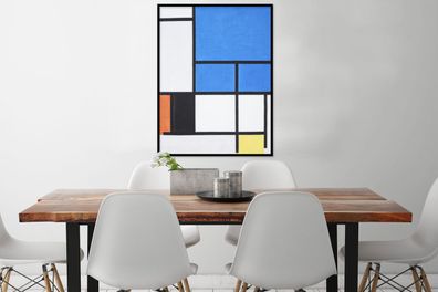 Poster - 60x80 cm - Komposition mit Blau, Rot, Schwarz, Gelb und Grau - Piet