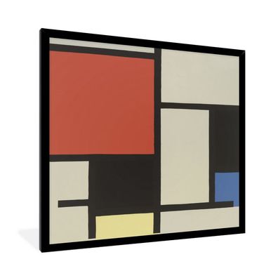 Poster - 40x40 cm - Komposition mit rotem Quadrat, schwarz, blau - Piet Mondrian