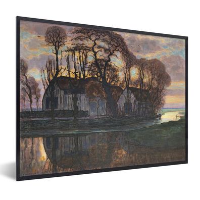Poster - 40x30 cm - Bauernhaus bei Duivendrecht am Abend - Piet Mondrian