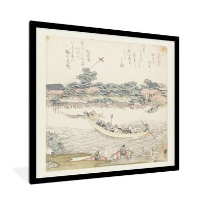 Poster - 40x40 cm - Das Onmaya-Flussufer - Gemälde von Katsushika Hokusai