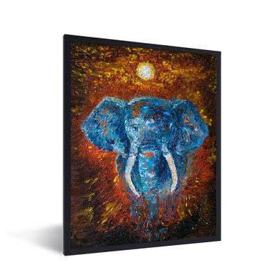 Poster - 30x40 cm - Elefant - Ölfarbe - Impressionismus