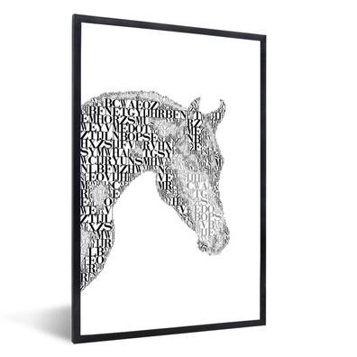 Poster - 40x60 cm - Pferd - Briefe - Weiß