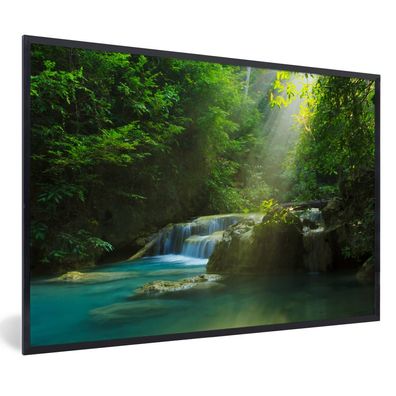 Poster - 30x20 cm - Dschungel - Wasserfall - Pflanzen