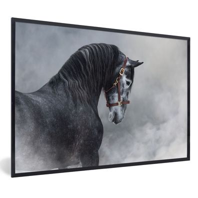 Poster - 60x40 cm - Pferd - Grau - Rauch