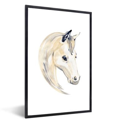 Poster - 40x60 cm - Pferd - Aquarell - Weiß