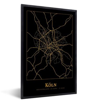 Poster - 60x90 cm - Karte - Köln - Deutschland - Gold