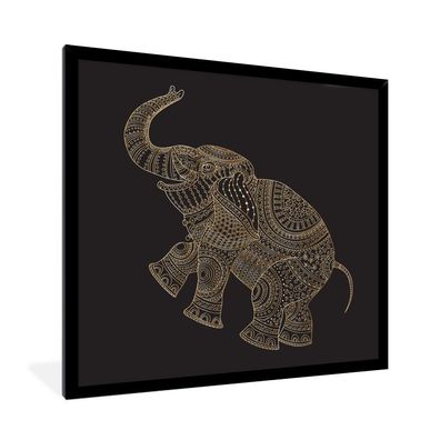 Poster - 40x40 cm - Elefant - Mandala - Boho
