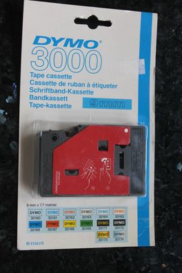 DYMO 3000 Schriftbandkassette; schwarz auf blau; 9mm x 7,7 M. , lesen