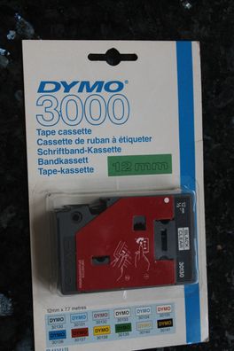 DYMO 3000 Schriftbandkassette; schwarz auf grün; 12mm x 7,7 M. , lesen