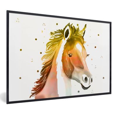 Poster - 60x40 cm - Pferd - Farben - Weiß