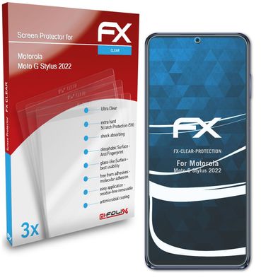 atFoliX 3x Schutzfolie kompatibel mit Motorola Moto G Stylus 2022 Displayschutzfolie