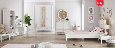 Jugendzimmer Elegant White 7-Teilig in verschiedenen Größen