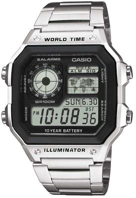 Casio Digitaluhr AE-1200WHD-1AVEF schwarz Edelstahl-Armband