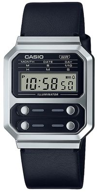Casio Vintage Digitaluhr Armbanduhr A100WEL-1AEF Lederarmband