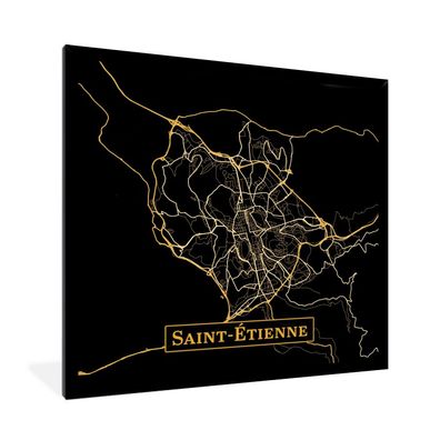Poster - 40x40 cm - Karte - Saint-Etienne - Gold - Schwarz