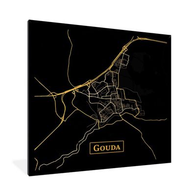 Poster - 40x40 cm - Stadtplan - Gouda - Schwarz