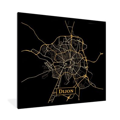 Poster - 40x40 cm - Karte - Dijon - Luxus - Schwarz - Gold