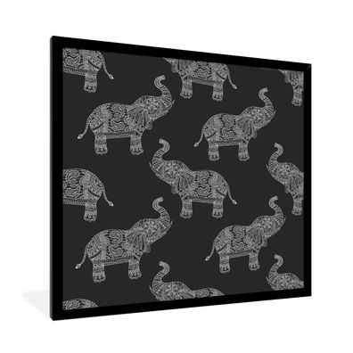 Poster - 40x40 cm - Elefant - Muster - Boho