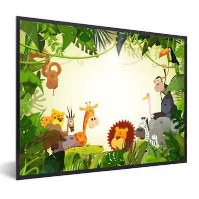 Poster - 40x30 cm - Dschungel - Tiere - Schlange - Elefant