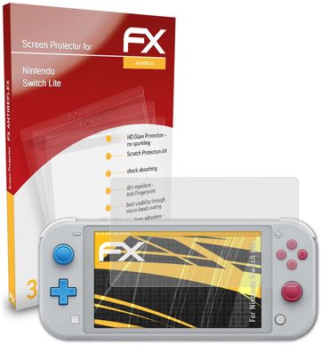 atFoliX 3x Schutzfolie kompatibel mit Nintendo Switch Lite Panzerfolie matt&stoßfest