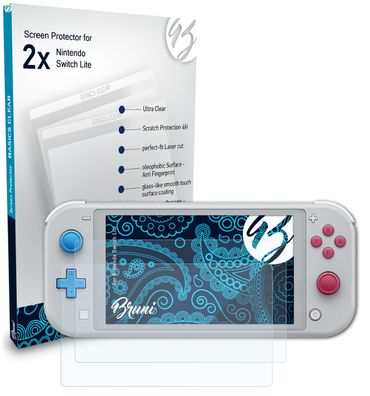 Bruni 2x Schutzfolie kompatibel mit Nintendo Switch Lite Folie