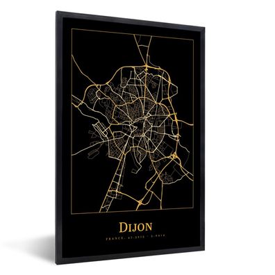 Poster - 80x120 cm - Karte - Dijon - Schwarz - Gold