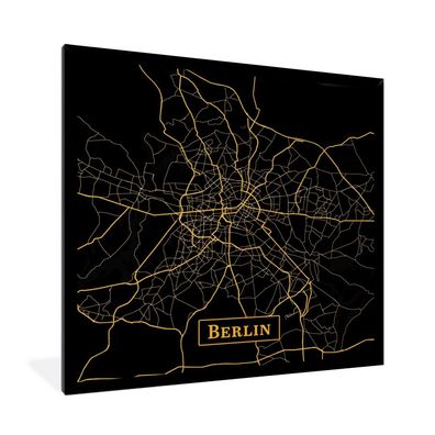 Poster - 40x40 cm - Karte - Berlin - Gold - Schwarz