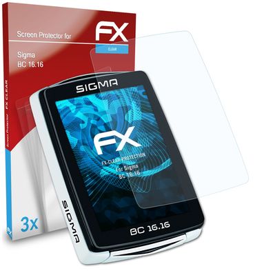 atFoliX 3x Schutzfolie kompatibel mit Sigma BC 16.16 Displayschutzfolie klar