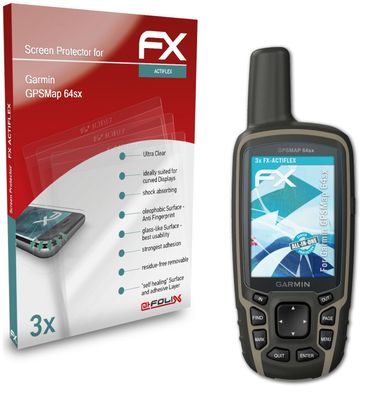 atFoliX 3x Schutzfolie kompatibel mit Garmin GPSMap 64sx Folie klar&flexibel