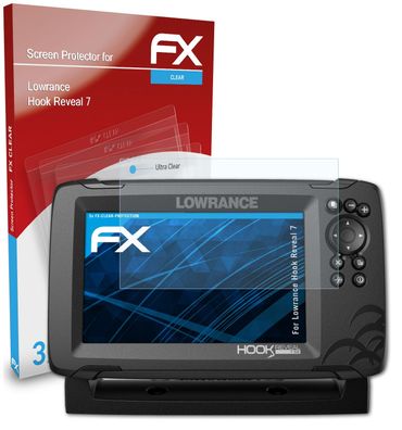 atFoliX 3x Schutzfolie kompatibel mit Lowrance Hook Reveal 7 Displayschutzfolie klar
