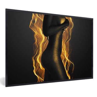 Poster - 60x40 cm - Körper - Gold - Feuer