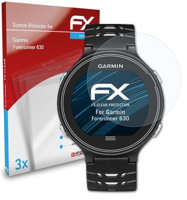 atFoliX 3x Schutzfolie kompatibel mit Garmin Forerunner 630 Displayschutzfolie klar