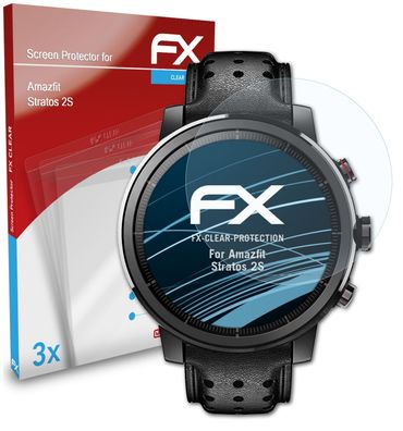 atFoliX 3x Schutzfolie kompatibel mit Amazfit Stratos 2S Displayschutzfolie klar